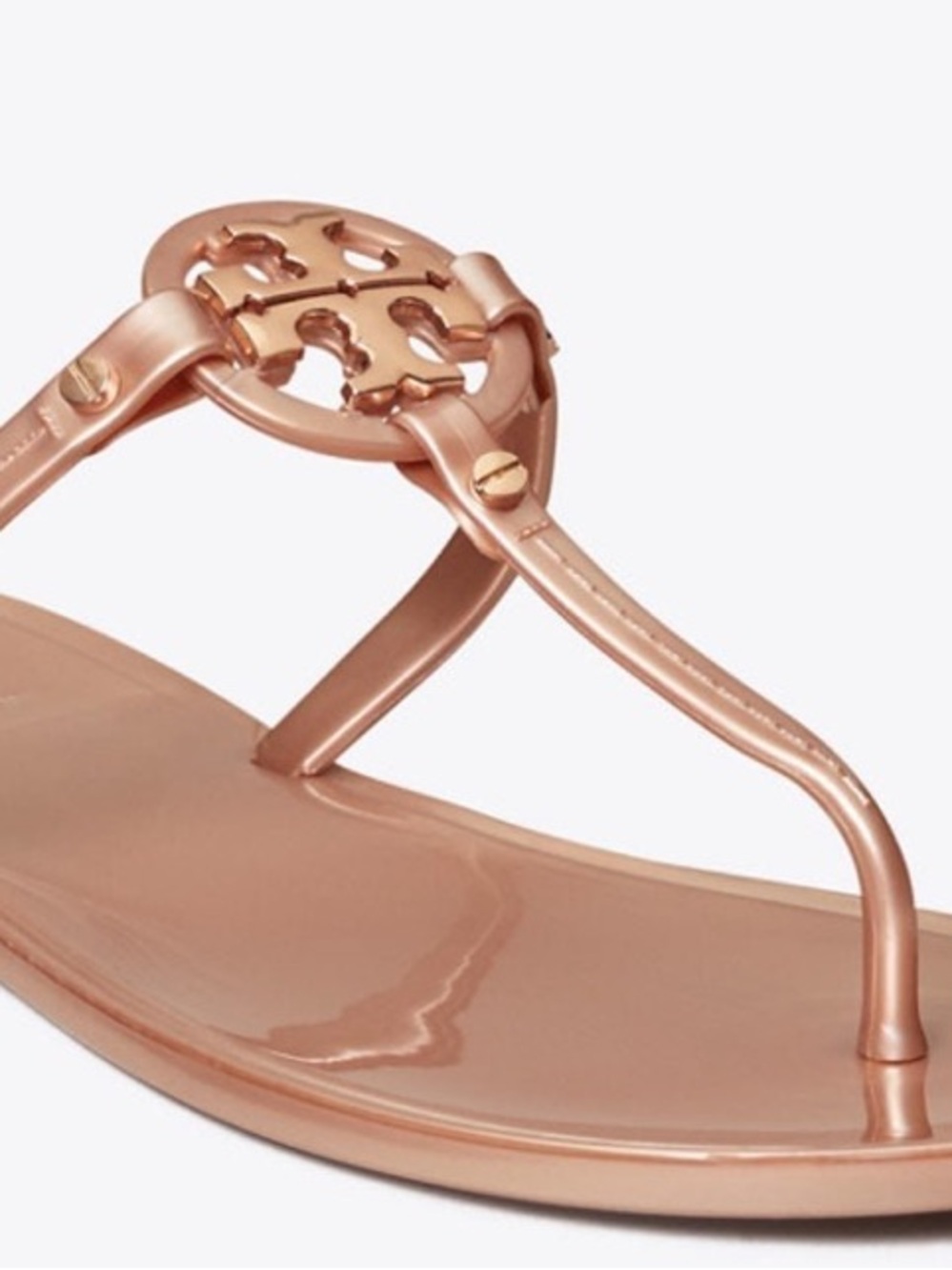 Tory Burch Mini Miller Jelly Sandals Rose Gold Size 7 Flat Thong Slip-on Shoes - Picture 3 of 16
